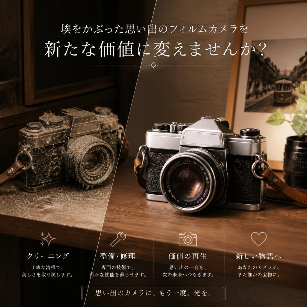 埃をかぶった思い出のフィルムカメラを新たな価値に変えませんか？