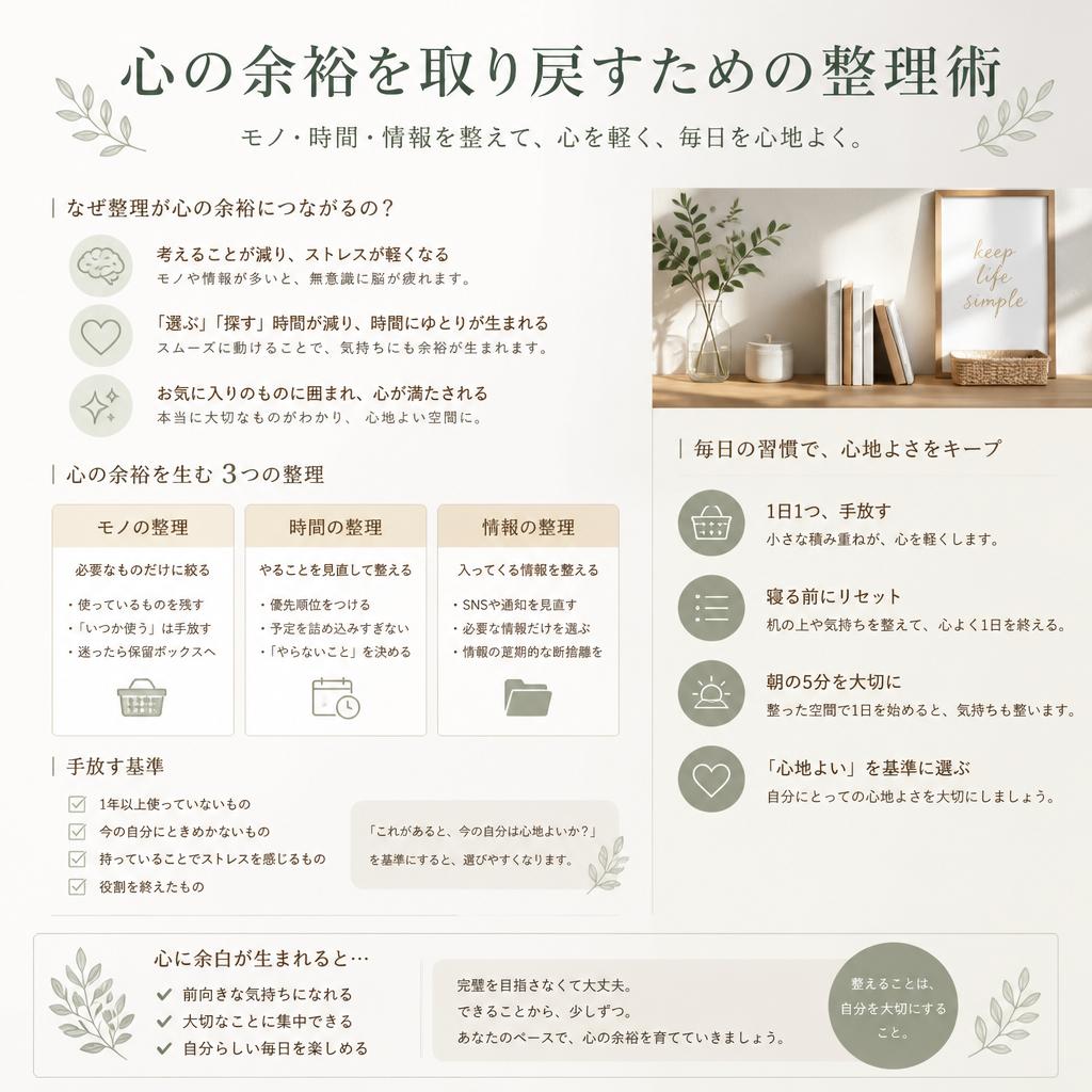 心の余裕を取り戻すための整理術