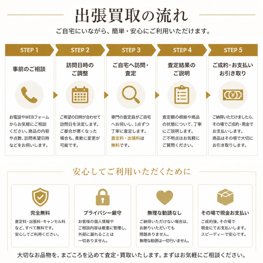 たった15分で全て完了！出張買取の流れ