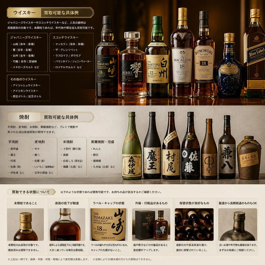買取対象のお酒の種類