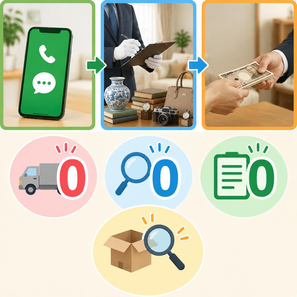 相談から現金お支払いまで。はじめてでも迷わない出張査定。