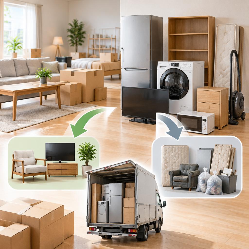運び出しもまとめて相談。買取と不用品回収で片付けをスムーズに