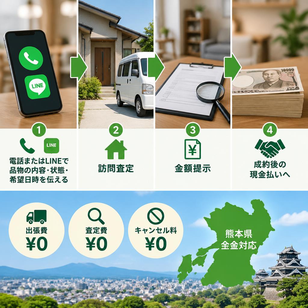 相談から現金化まで簡単。費用や訪問日時もわかりやすく