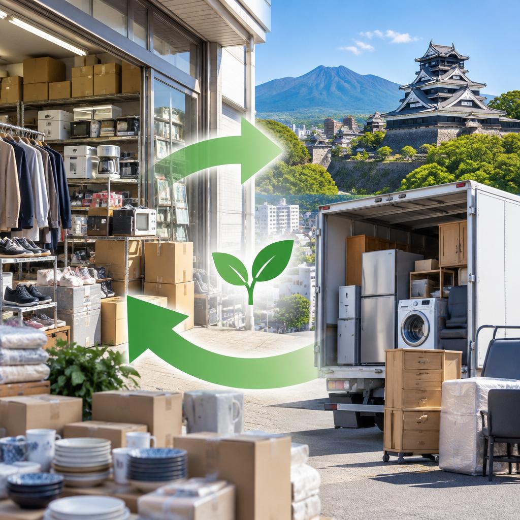 売れ残り・型落ち在庫を、次の価値へ。熊本県全域へ無料出張査定。地元小売店・問屋様の在庫整理を、買取と不用品回収でスピーディーにサポートします。