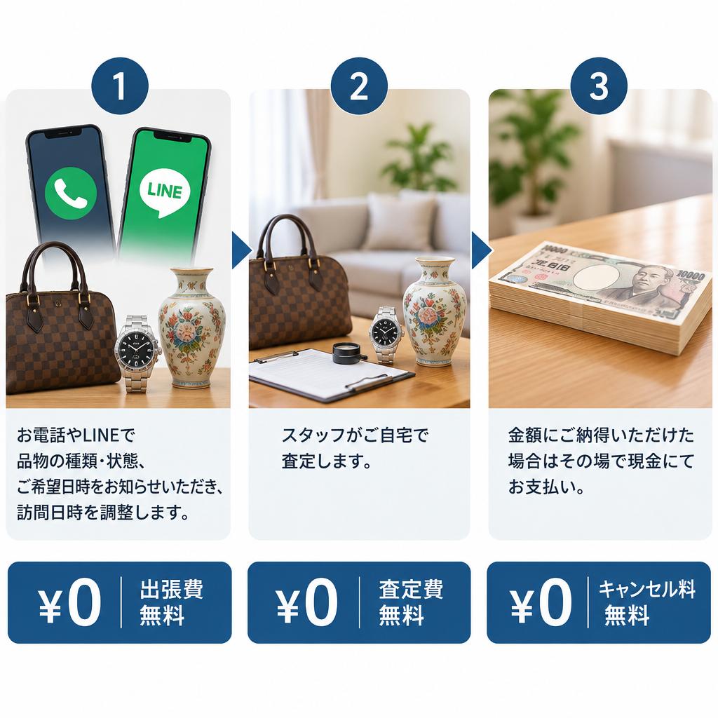 ご自宅で完結。査定から即日現金化までスムーズに