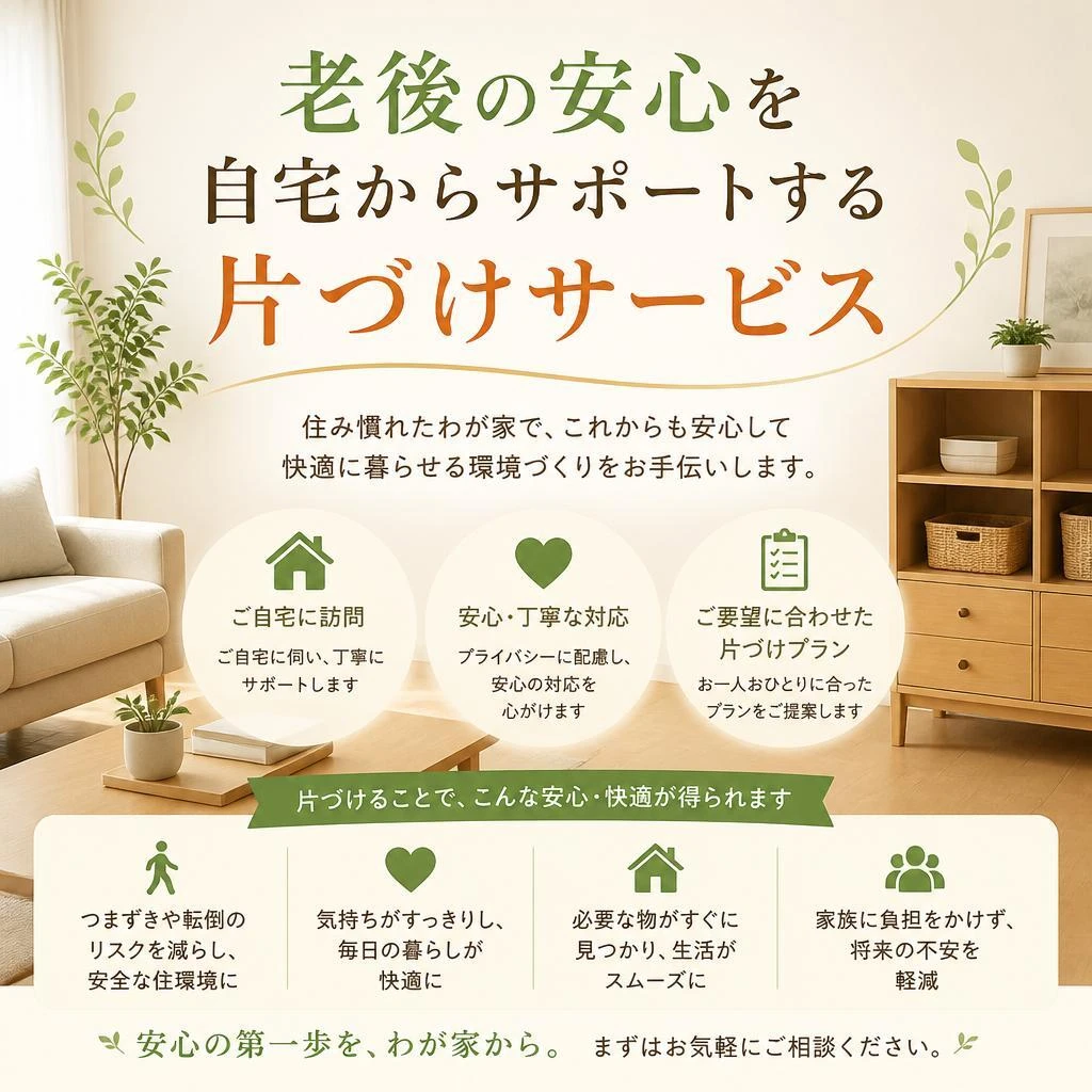 老後の安心を自宅からサポートする片づけサービス