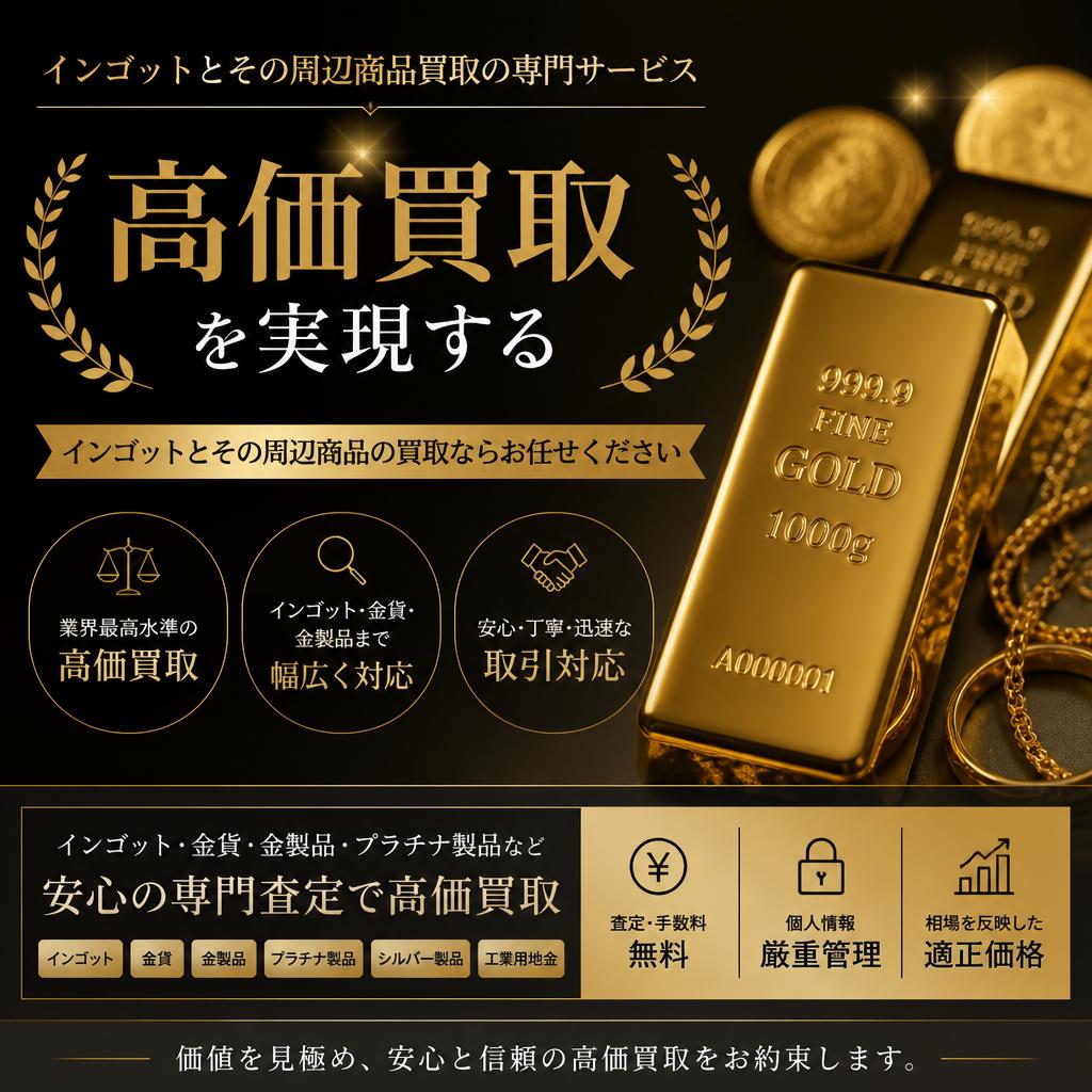 高価買取を実現する、インゴットとその周辺商品買取の専門サービス