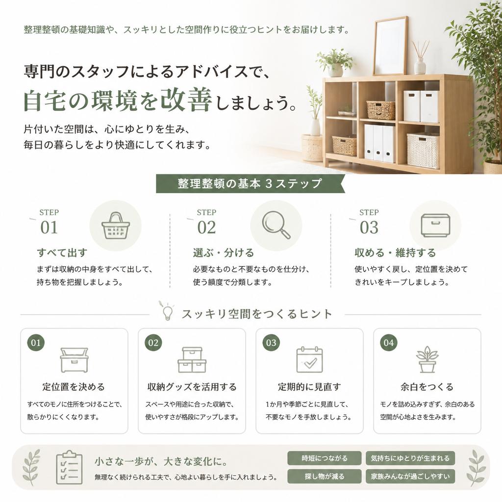 心地よい空間を手に入れるための整理整頓術