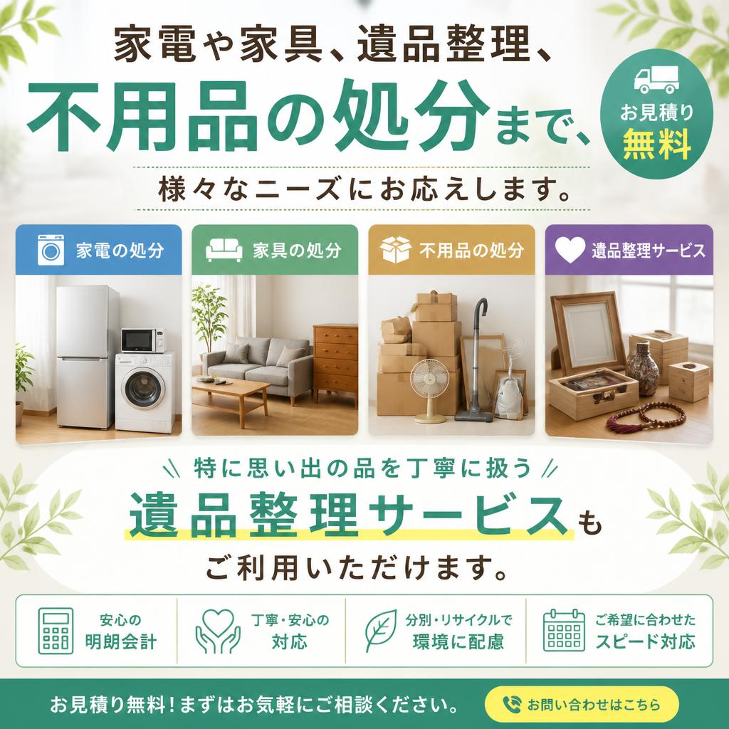 幅広い不用品に対応