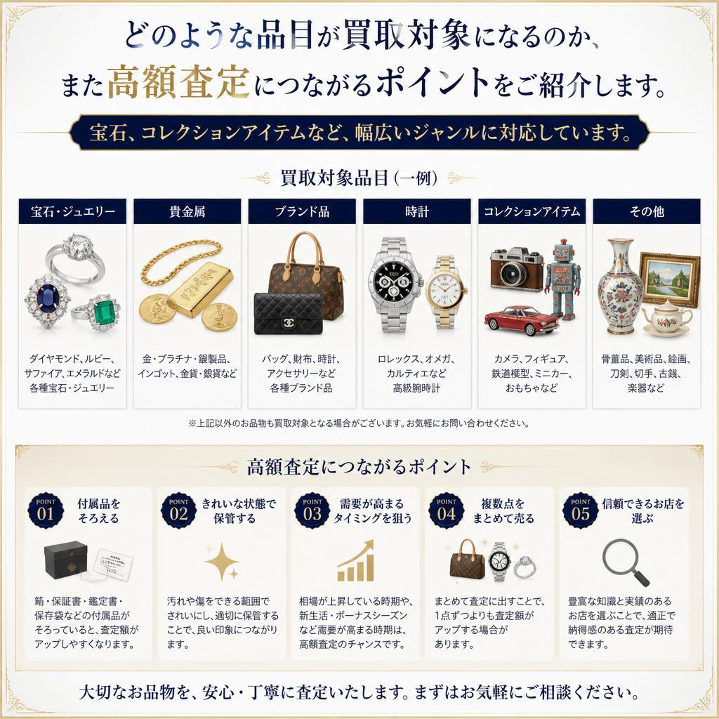 対応品目と高価買取のポイント