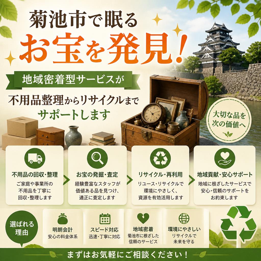 菊池市で眠るお宝を発見！地域密着型サービスが不用品整理からリサイクルまでサポートします