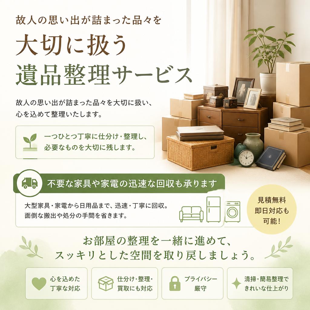 遺品整理・不用品回収もお任せ