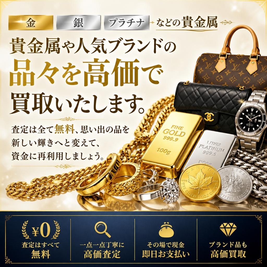 貴金属やブランド品も高価買取