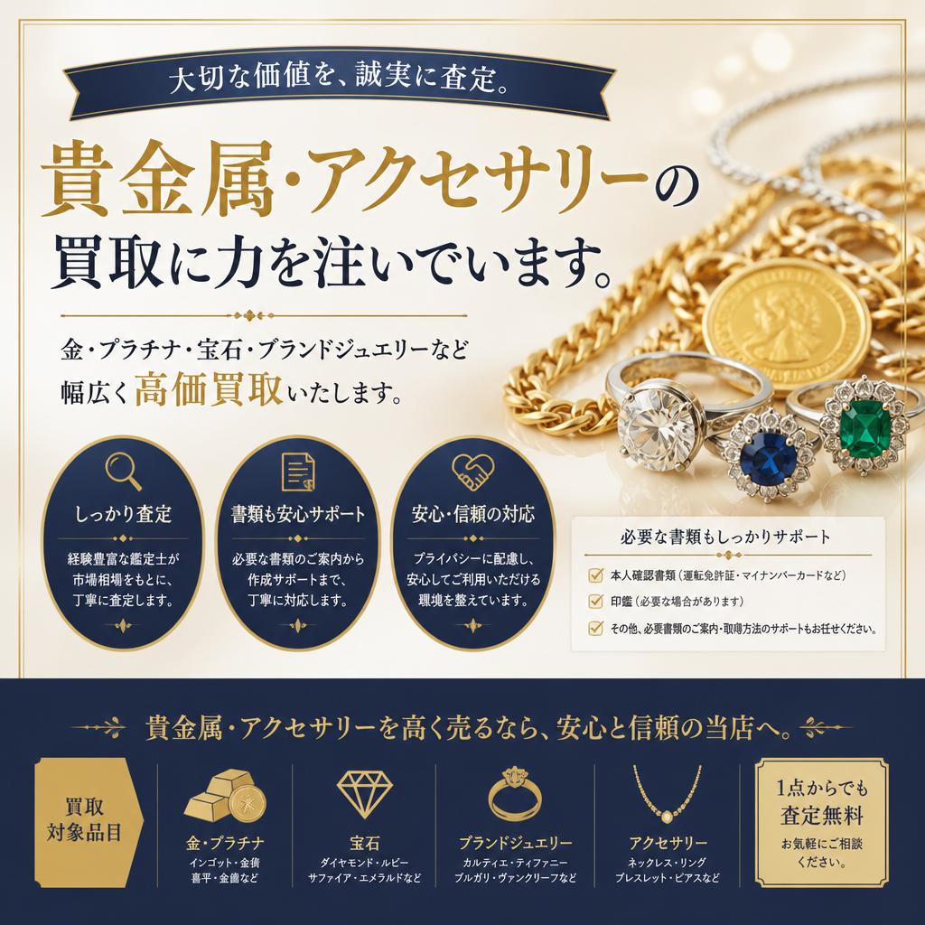 貴金属・アクセサリーの買取 – 金と銀の価値