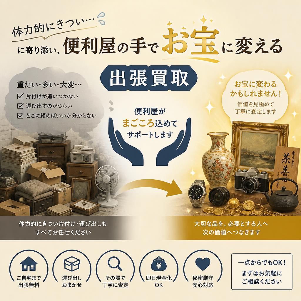 「体力的にきつい」に寄り添い、便利屋の手でお宝に変える出張買取