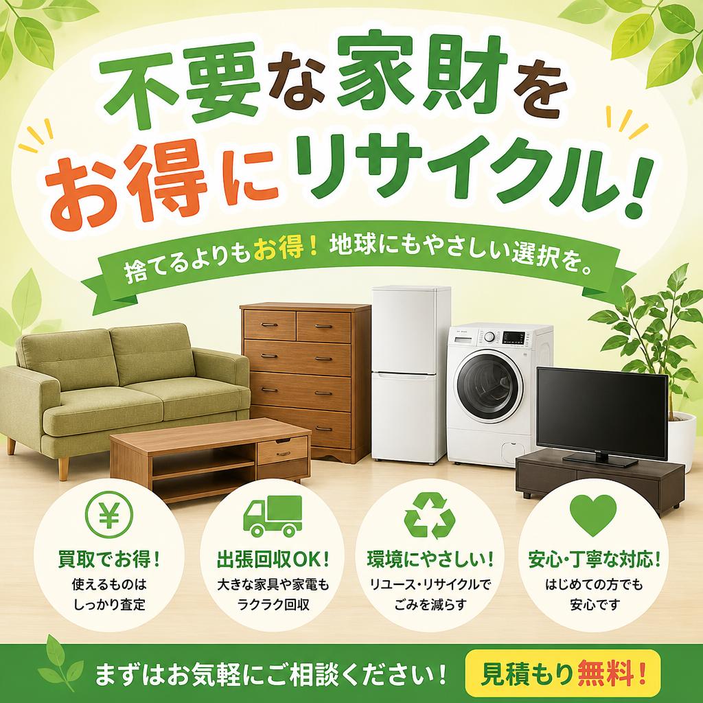持っていけない家財の処分と、買取できるものを一括解決！