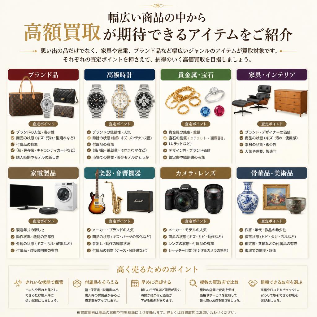 高額買取が期待できる品々