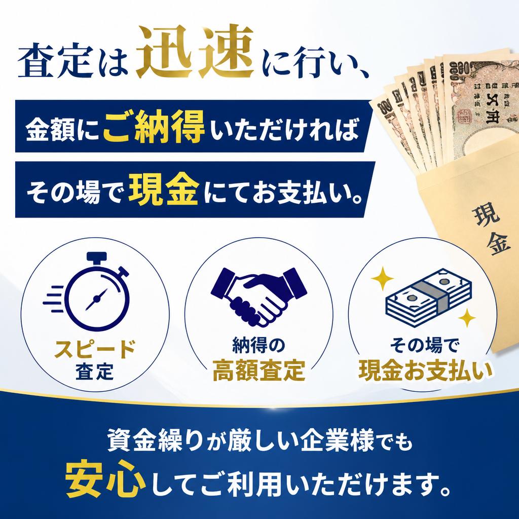 迅速な査定・即日現金支払い
