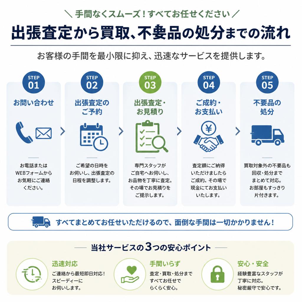 出張買取・倉庫整理の流れ