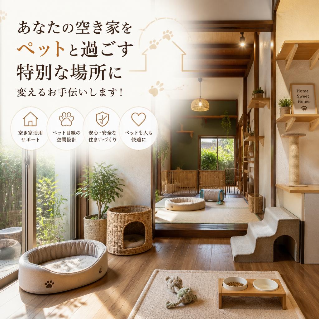 あなたの空き家をペットと過ごす特別な場所に変えるお手伝いします！