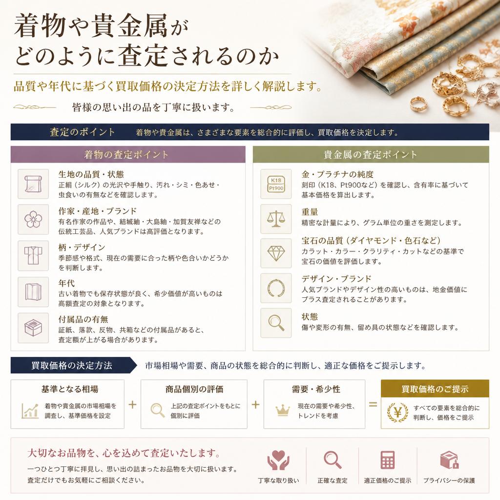 思い出を大切に、着物や貴金属の査定