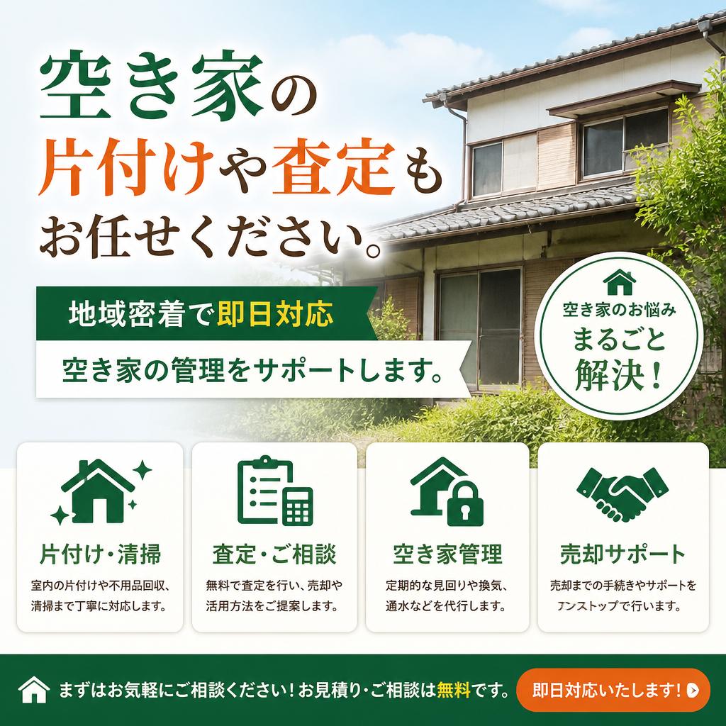 3. 空き家の問題も即日対応！