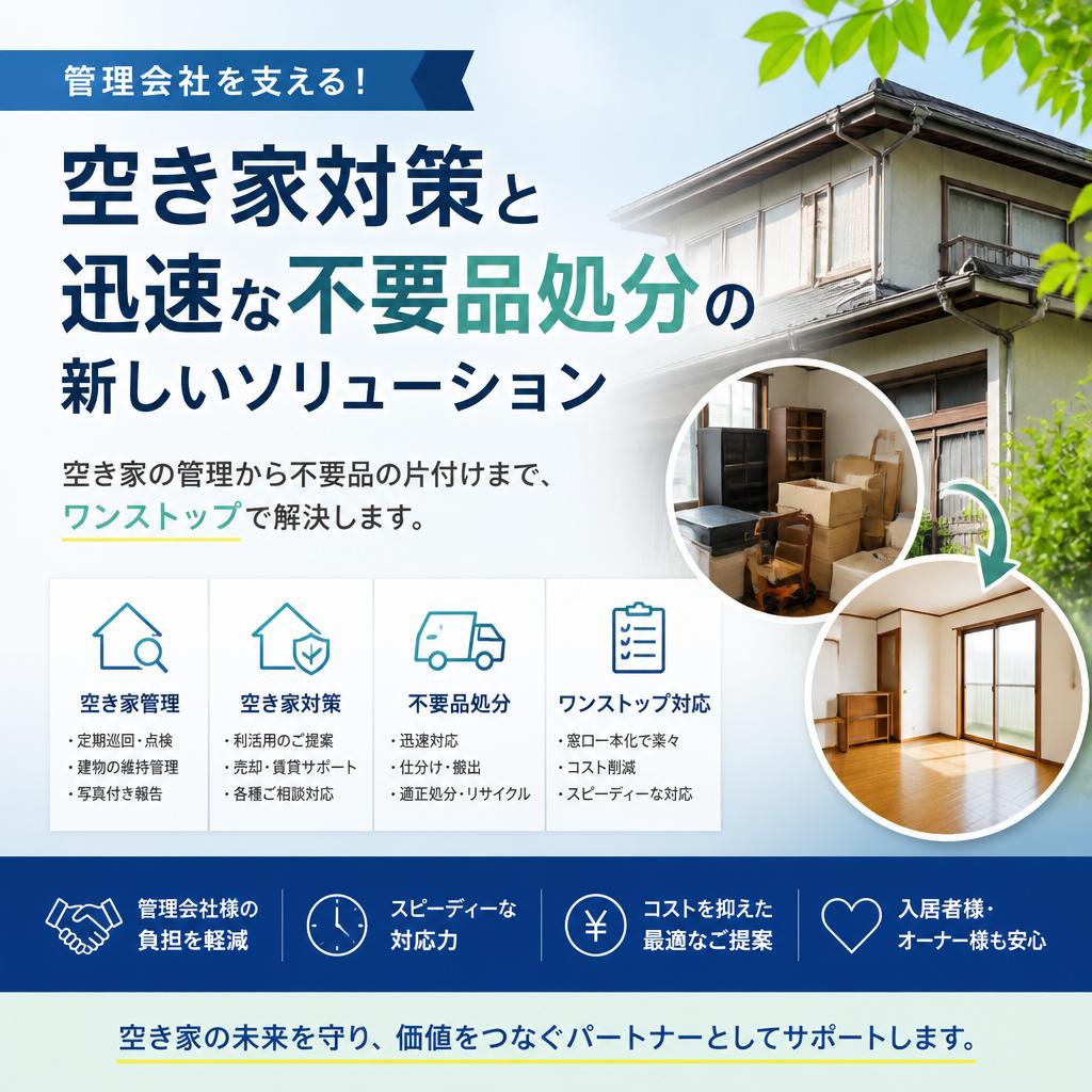 管理会社を支える！空き家対策と迅速な不要品処分の新しいソリューション