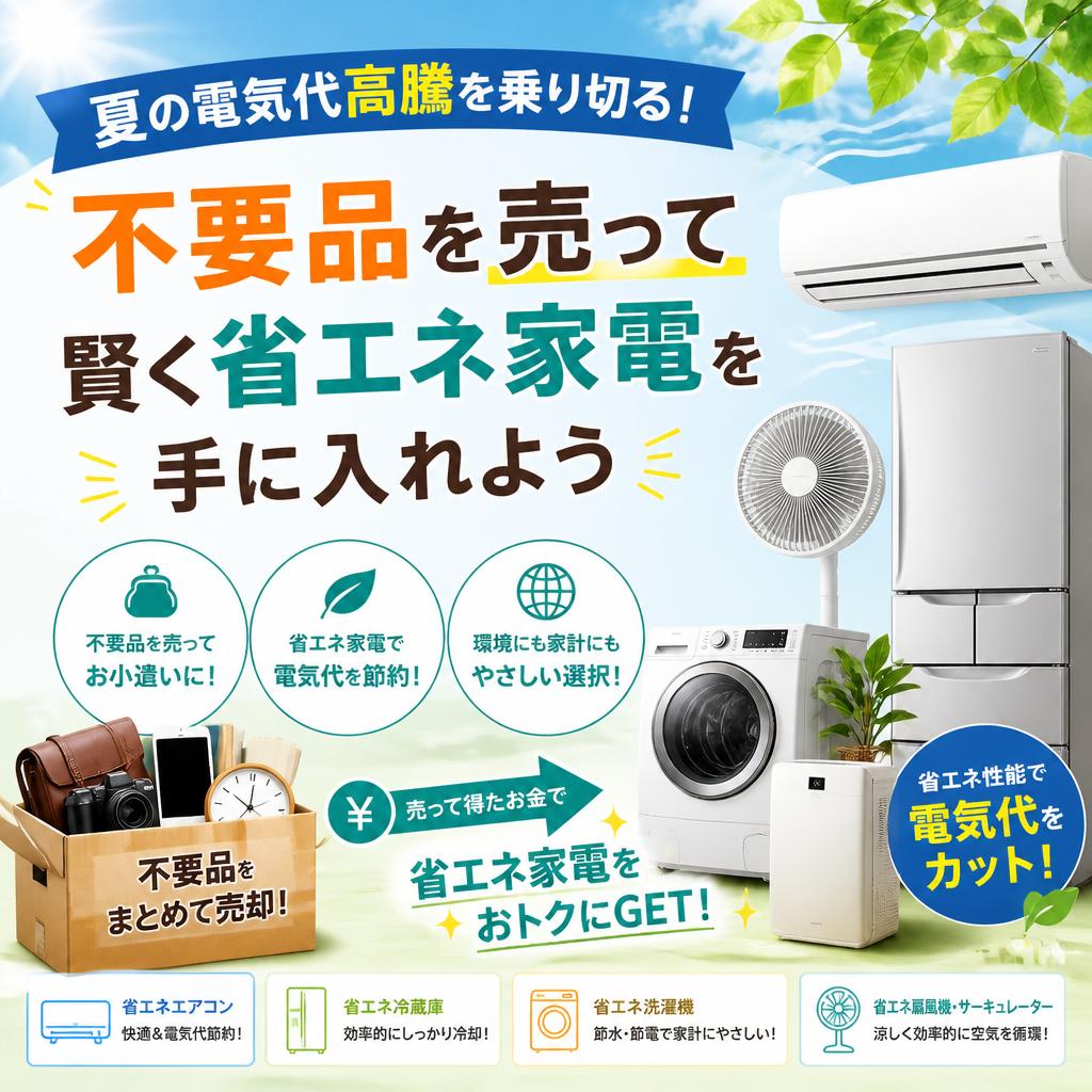 夏の電気代高騰を乗り切る！不要品を売って賢く省エネ家電を手に入れよう