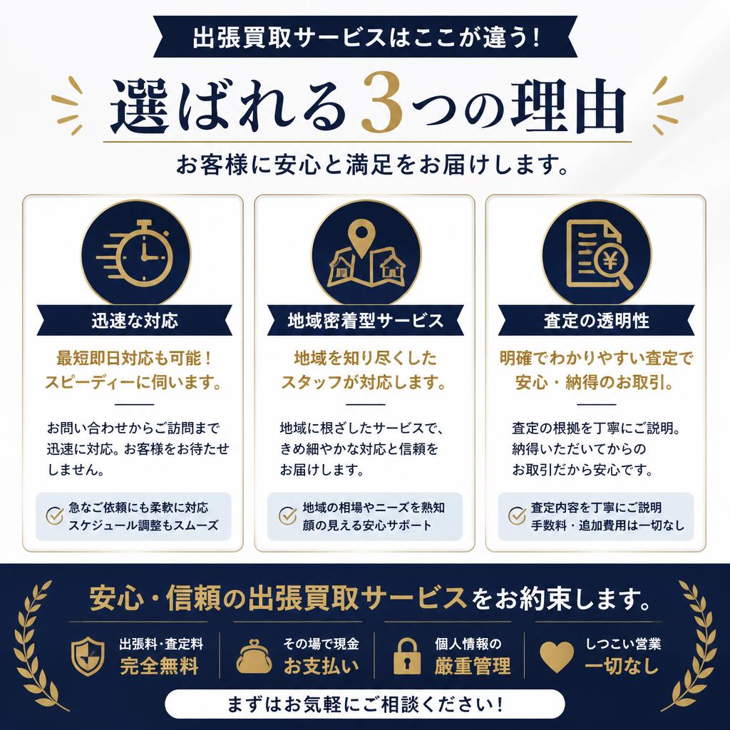 他社との違い、出張買取のメリット