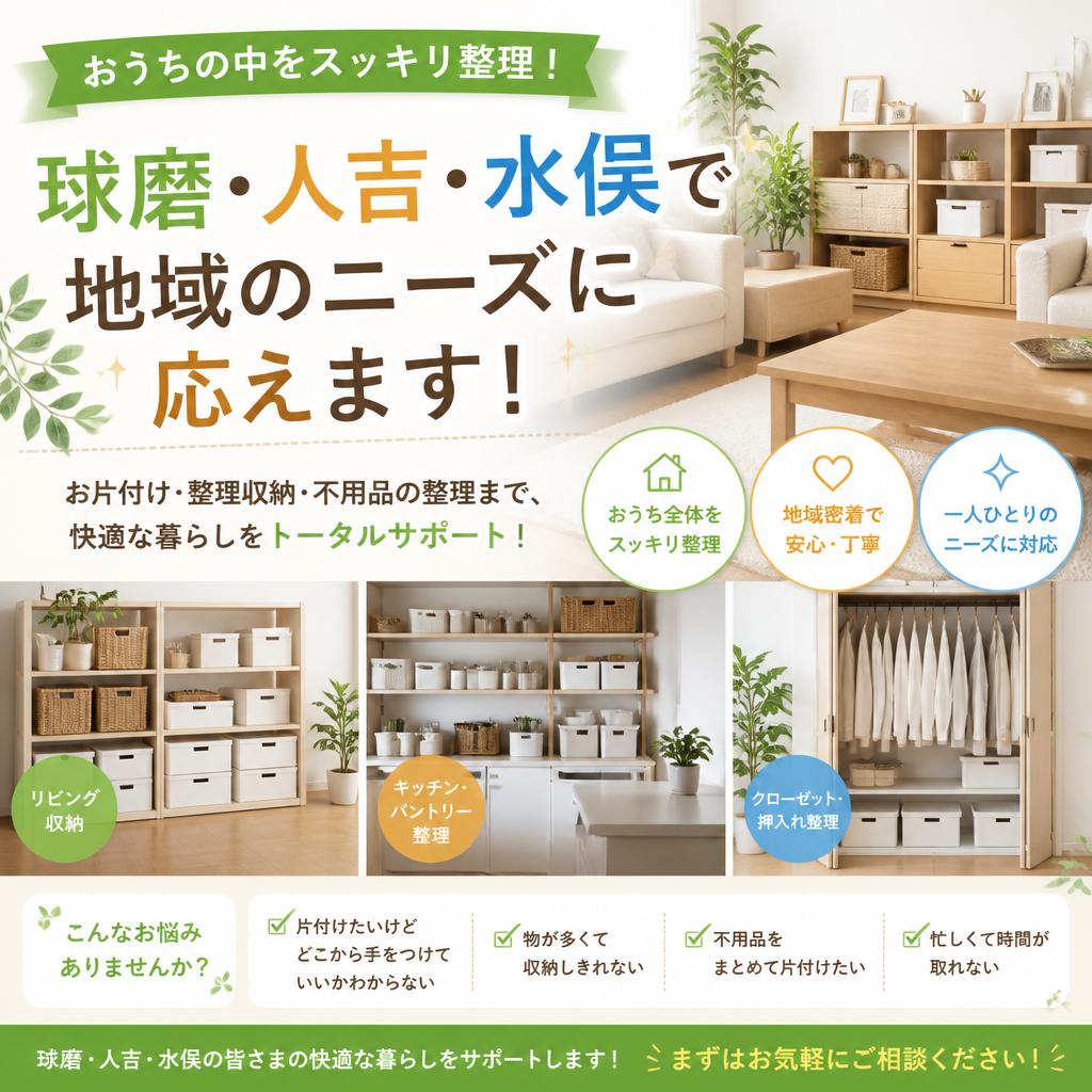 おうちの中をスッキリ整理！球磨・人吉・水俣で地域のニーズに応えます！