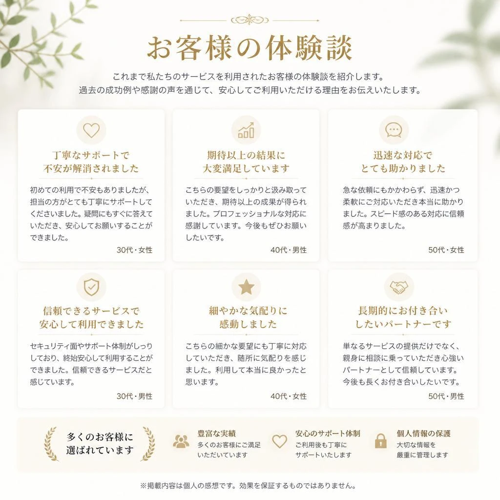 お客様の声：出張買取の体験談