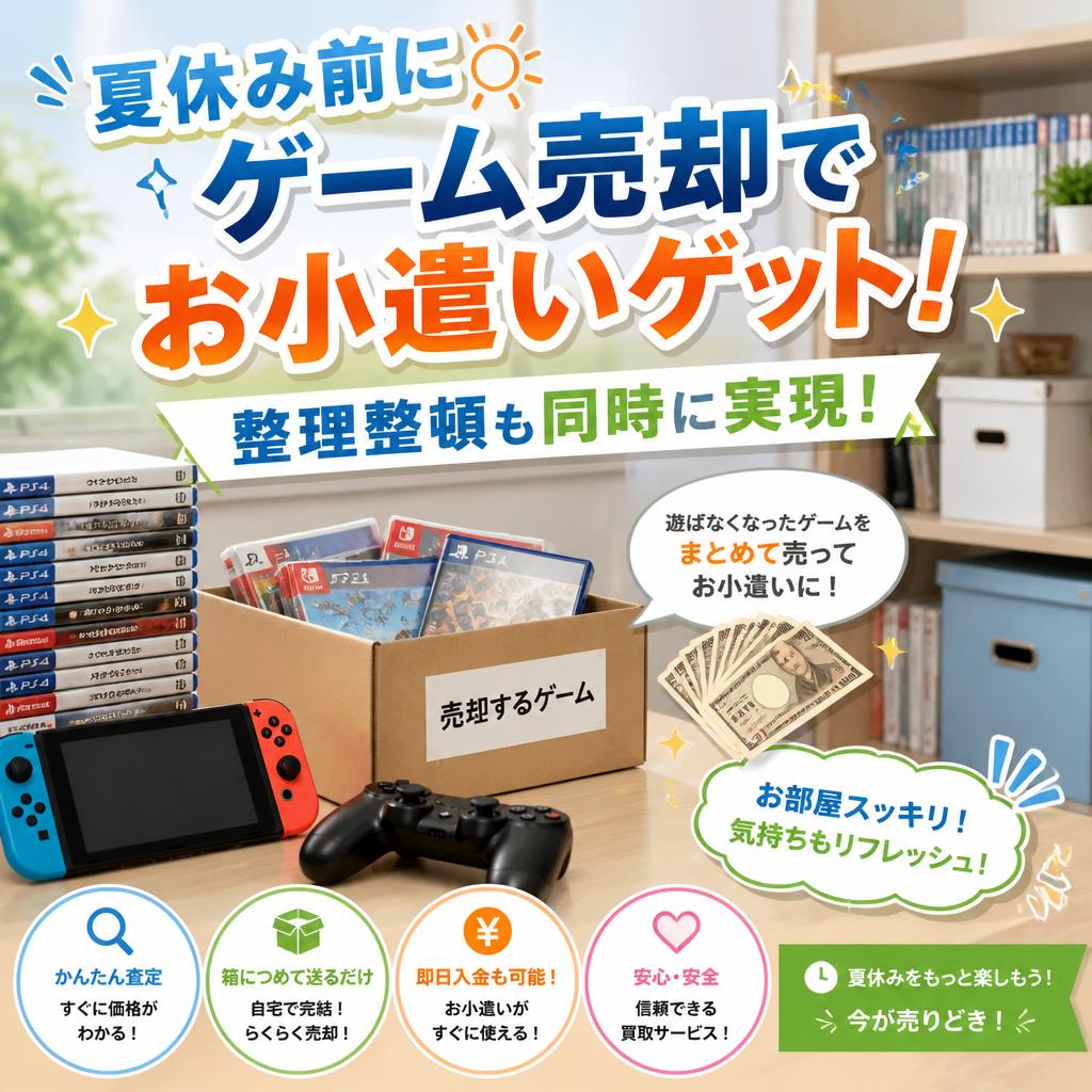 夏休み前にゲーム売却でお小遣いゲット！整理整頓も同時に実現！