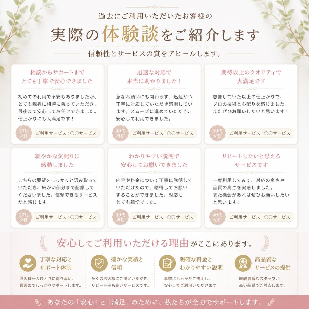 リアルなお客様の声