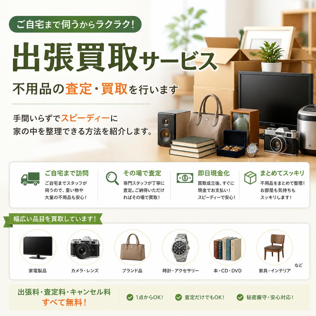 出張買取で簡単に不用品を処分