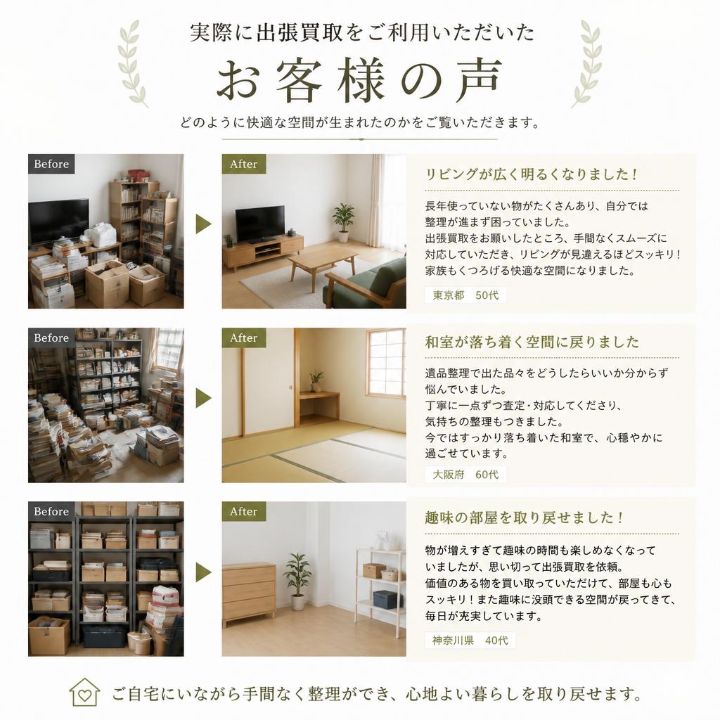 お客様の声：整理後のくつろぎ空間